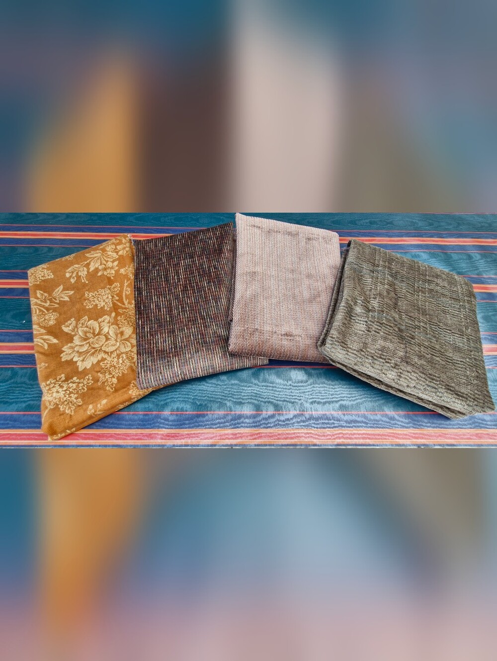 Lot of 4 Upholstery Fabric Remnants Partial Cuts Home Decor Sewing Craft New